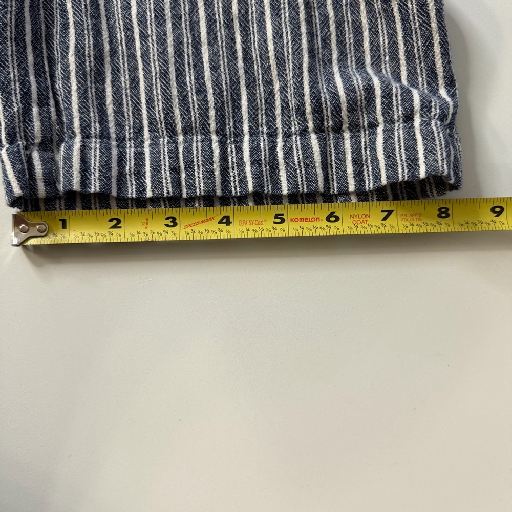 Old Navy blue white striped linen blend pants size medium drawstring wide leg - Picture 13 of 15